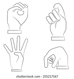 hand gestures set, sketch hand sign