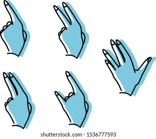 Hand gestures, set of vector icons