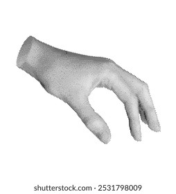 Hand gestures showing size. Halftone style vector isolated on white background.