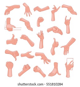 Hand gestures and sign language icon set. Vector illustration