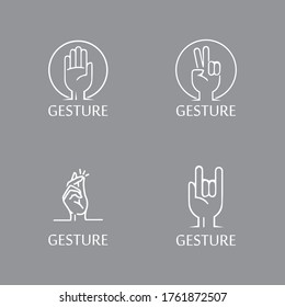  Hand gestures and sign language isolated . Vector illustration of human hands.