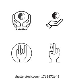  Hand gestures and sign language isolated . Vector illustration of human hands.