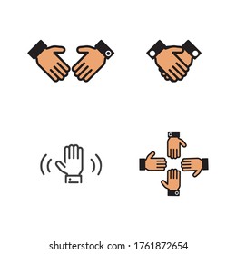  Hand gestures and sign language isolated . Vector illustration of human hands.