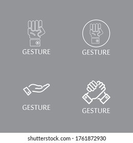  Hand gestures and sign language isolated . Vector illustration of human hands.