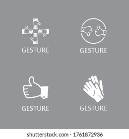  Hand gestures and sign language isolated . Vector illustration of human hands.