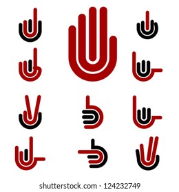 Hand Gestures and signals -set of vector icons for your design