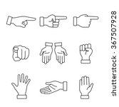 Hand gestures signs set. Thin line art icons. Linear style illustrations isolated on white.