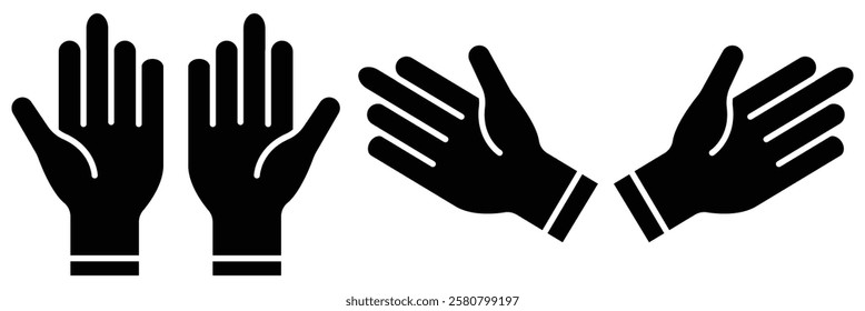 Hand gestures silhouette collection. Human palms and wrist. Hand gestures. Hands poses. Vector illustration in cartoon style. 