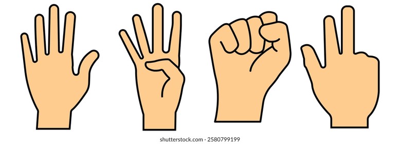 Hand gestures silhouette collection. Human palms and wrist. Hand gestures. Hands poses. Vector illustration in cartoon style. 
