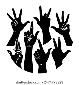 hand gestures silhouette illustration vector set 