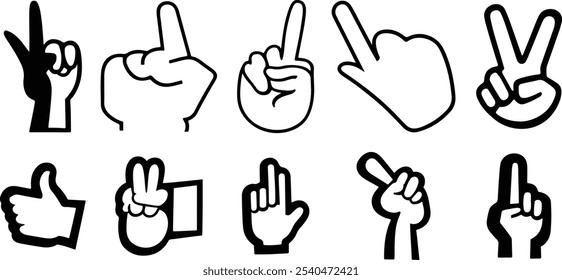 Hand Gestures Silhouette Vector ‍Art