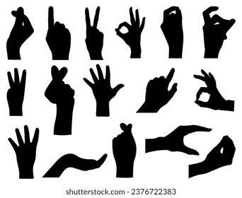 Hand gestures silhouette vector art white background