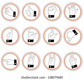 hand gestures and symbol icon buttons