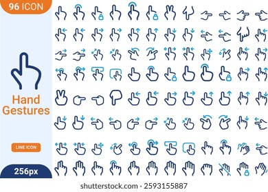 Hand Gestures for UI Design a comprehensive collection of hand gesture icons, ideal for user interface design.