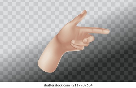 Hand gestures. Vector realistic illustration of a hand pointing with a finger, counting fingers. Palm gesture, communication language, posture and gestures