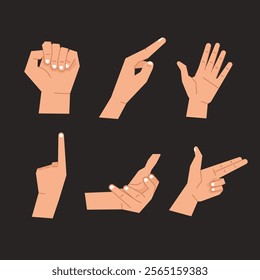 Hand Gestures Vector Set – Various Poses and Signs