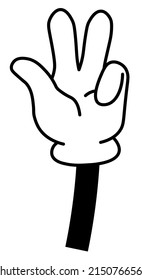 Hand gestures of victory, peace sign, non verbal communication and talking. Palm with fingers pointing up. Emoticon or stickers. Minimalist simple cartoon character arm. Vector in flat style
