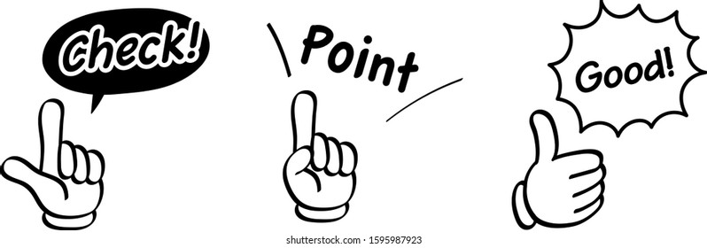 Hand gestures and words icon set