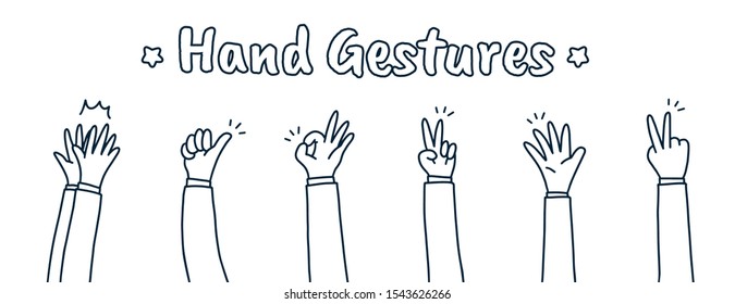 Hand gestures,Hand Drawn,Vector and Illustration.