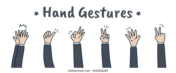 Hand gestures,Hand Drawn,Vector and Illustration.