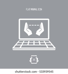 Hand gesturing for computer measures - Vector flat icon