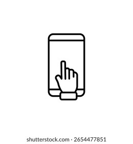 Mano Gesturing En Dispositivo Móvil Moderno Con Interfaz Interactiva