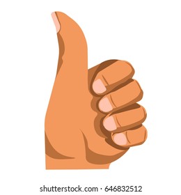 Hand gesturing thumb up