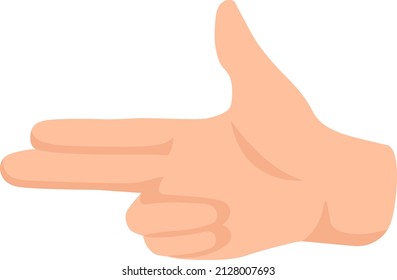 Hand Gestute In Shape Pistol Isolated On White. Vector Finger Pistol, Pointing Direction, Pointer Hand Illustration