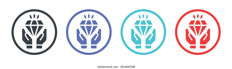 Mano obteniendo el icono de la gema de diamante. Concepto valioso