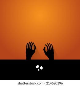 Hand Ghost Halloween. Vecter illustration 