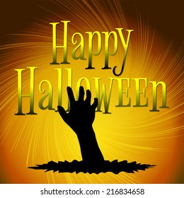 Hand ghosts rising from the grave on Halloween.