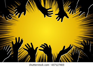 Hand ghosts rising from the grave on Halloween.