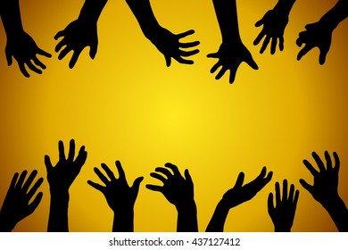 Hand ghosts rising from the grave on Halloween.