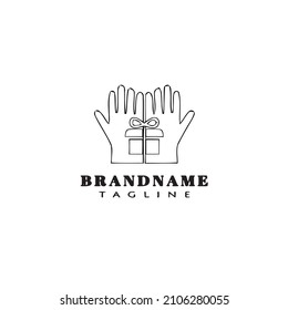 Hand-und Geschenkbox-Logo-Cartoon Design-Symbol moderne Vektorgrafik