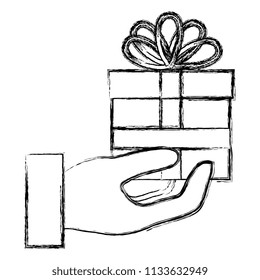 hand with gift box present