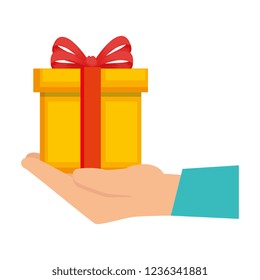 hand with gift box present