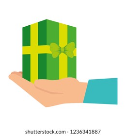 hand with gift box present