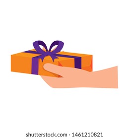 hand with gift box present