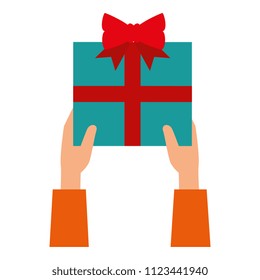 hand with gift box present icon