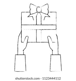 hand with gift box present icon