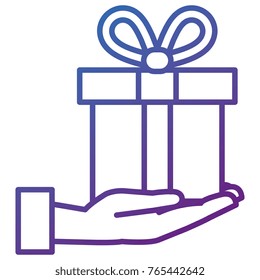 hand with gift box present icon