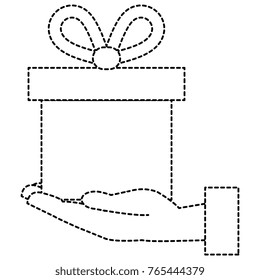 hand with gift box present icon