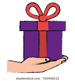 icono de regalo de mano