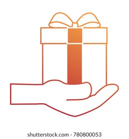 hand with gift box present icon