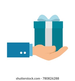 hand with gift box present icon