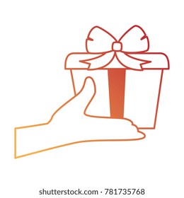 hand with gift box present icon