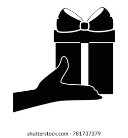 hand with gift box present icon