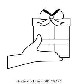 hand with gift box present icon