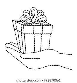 hand with gift box present icon
