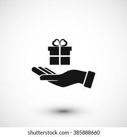 Hand and gift icon